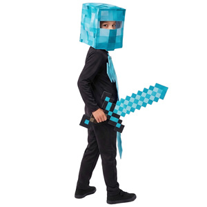 Costume d'épée de diamant Minecraft pour enfants, tenue de cosplay pour garçons, tenue de performance 45 cm, design pixel bleu - Product Image 3