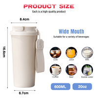 Tazas de Café con Logotipo, Taza Térmica Rosa de Alta Calidad de 20 oz/600 ml, Taza de Viaje Aislada de Acero Inoxidable 316 con Doble Boquilla para Beber