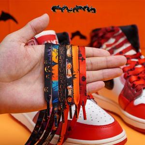Lacets de chaussures sport décontractés plats en polyester pour occasions festives d'Halloween, lacets de baskets tendance, durables, larges et épais - Product Image 2