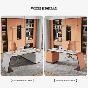 Escritorio de oficina ejecutivo moderno de lujo para Gerente/CEO Mesa de jefe de madera Parte superior de piedra con cajón de almacenamiento para muebles de oficina - Product Image 5