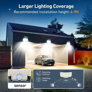 <span class=keywords><strong>Lampe</strong></span> solaire extérieure super lumineuse avec détecteur de mouvement, LED puissante, <span class=keywords><strong>lampe</strong></span> murale de jardin, étanche IP65, 3 modes de fonctionnement, pour les fêtes - Product Image 4