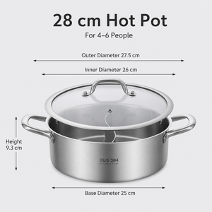 Stainless Steel <b>Soup</b> <b>Pot</b> With Glass Lid Double Handle Induction Compatible SUS 304 Minimalist Design - Product Image 6