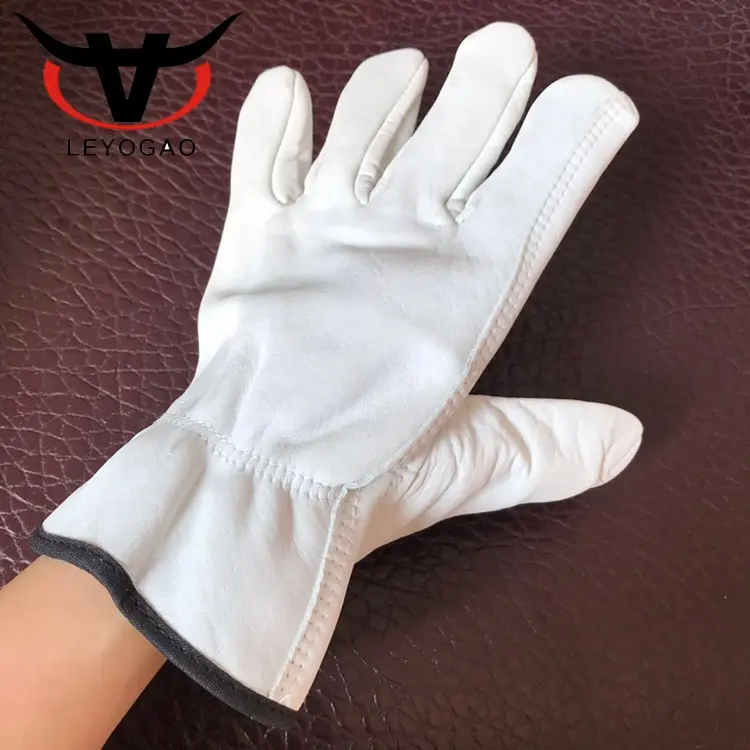 Фабричные перчатки из козьей кожи, белые кожаные перчатки для вождения, рабочие перчатки для мужчин