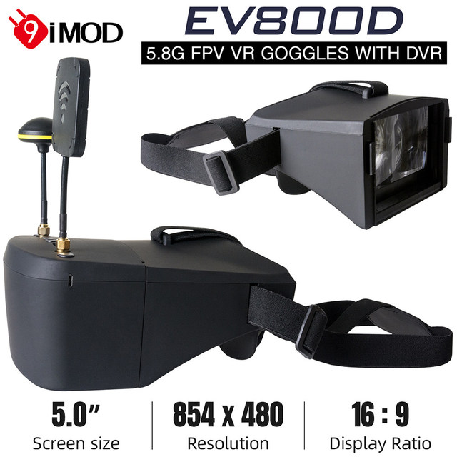 5.8G Video Goggles 40CH DVR Dual Receiver 5-Inch Screen EV800D FPV for Rc Models