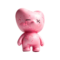 Usine chinoise de jouets en PVC sur mesure OEM – Figurine en vinyle Cœur éclaboussuré rose, acceptant la personnalisation de dessins et de moules – Jouet de collection