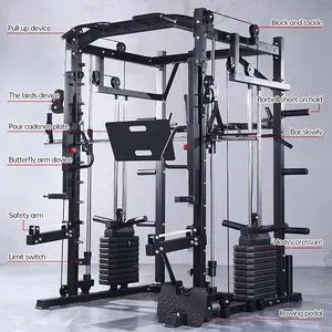 Équipement de gymnastique unisexe professionnel multifonction Smith Machine Power Cage câble d'entraînement Squat Rack Fitness exercice Rack câble