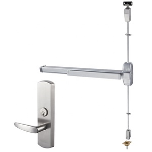 KEYMAN Barre anti-panique en acier inoxydable Barre anti-panique à tige verticale Dispositif de sortie anti-panique pour serrure de porte coupe-feu à double battant - Product Image 2