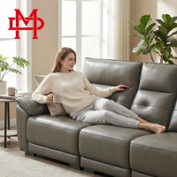 Canapé droit trois places en cuir véritable de style nordique moderne, rembourrage en éponge, design ergonomique, revêtement durable, acier inoxydable, pour appartement