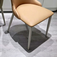 Chaise de salle à manger moderne en cuir à motif griffe de chat, chaise d'appoint ergonomique incurvée, chaise d'appoint à pieds métalliques gris clair pour salle à manger, cuisine, café