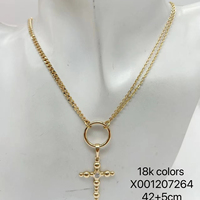 Collier croix superposé plaqué or XUPING, double chaîne réglable, empilable, breloque religieuse, cadeau unisexe, bijoux
