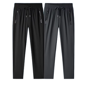 Pantalon de sport décontracté pour homme, été, léger, grande taille, en soie glacée, élastique, mi-lâche, respirant, séchage rapide, spandex/polyester - Product Image 1