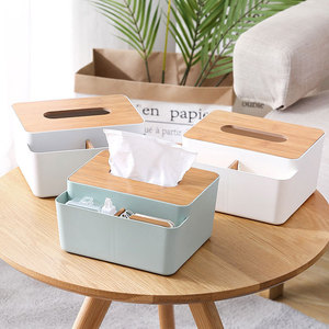 Three Compartment Tissue Box Rectangle Waterproof Multipurpose <b>Storage</b> For Living Room Coffee Table Desktop Organizer - Product Image 1