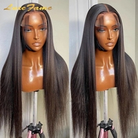 Perruque en cheveux humains naturels de qualité supérieure 13x4, lisse et droite, avec dentelle HD pré-épilée, pour femmes