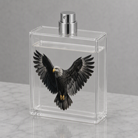 Botol Parfum Kaca Persegi Panjang Custom Embossed 3D UV Printing Bentuk Kustom Logo OEM 100ml