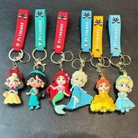 Porte-clés Princesse Blanche-Neige, Sirène, La Reine des Neiges, Raiponce – Pendentif en plastique pour sac à dos, clés de voiture, cadeaux à suspendre pour couple