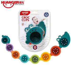 Huanger Cocodrilo Spillers Apilamiento y Colar Copas Juego de juguetes Educativos tempranos Juguetes de baño de plástico para bebés para niños pequeños 1-3 - Product Image 2