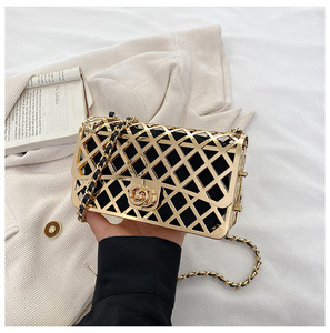 Nuova Borsa a Tracolla da <span class=keywords><strong>Donna</strong></span> in Metallo con Design Personalizzato, Piccola Borsa a Scatola Traforata, Borsa a Tracolla con Catena alla Moda - Product Image 3