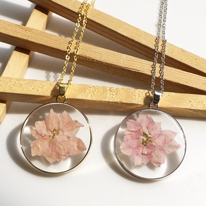 Collier avec pendentif en chaîne pour femmes, bijou personnalisé, couleur rose violet, larkspure, <span class=keywords><strong>naissance</strong></span>, <span class=keywords><strong>juillet</strong></span> - Product Image 5