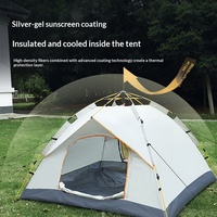 Tente de camping transfrontalière extérieure sans assemblage, automatique, à installation rapide, imperméable, 1000-1500 mm, quatre saisons, en taffetas polyester Oxford