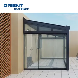 Benin đúc sẵn trượt có thể thu vào tinh vi nhà kính nhôm kính sunroom cho nhà vườn