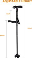 Canne de Marche Béquille Orthopédique Recommandée avec LED et Alarme, en Alliage d'Aluminium Réglable et Pliable, Personnalisable pour Vente en Gros
