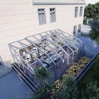 Pergola télescopique motorisée en aluminium et verre, rétractable, pour extérieur, abri de piscine, gazebo pour cour