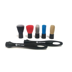 Kit de brosses de détaillage PROWORKZ ultra douces 5 pièces, poils de sanglier, microfibre, pour le <span class=keywords><strong>lavage</strong></span> de <span class=keywords><strong>voiture</strong></span>, l'intérieur, le compartiment moteur, les aérateurs - Product Image 1