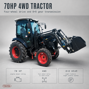 รถแทรกเตอร์การเกษตร 70 แรงม้า ขับเคลื่อน 4 ล้อ พร้อมผานหน้า-หลัง เกียร์ 8+8  สำหรับงานเกษตร - Product Image 2