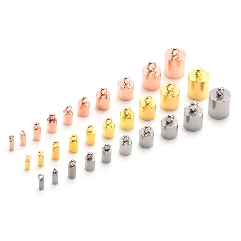 50PCS Stainless Steel EndCaps Tops Cord Ends Leather Cord Clasp Bracelet Necklace End Clasps for Jewelry Making