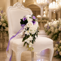 Ramo de Novia de Rosas Blancas en Forma de Lágrima, Estilo Europeo Fresco, Ramo de Boda Artificial, Múltiples Colores, Flor de Mano para Novia