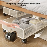 Boîte de rangement rectangulaire sous lit avec tiroir coulissant plat, meuble sous téléviseur, meuble sous canapé, rangement à chaussures sur roulettes