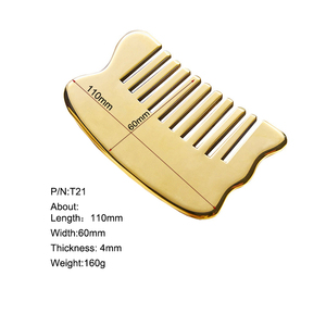 Etichetta Laser personalizzata rame Gua Sha strumento per massaggiatore punto di digitopressione apparecchio per raschiare pettine per massaggio del cuoio capelluto in ottone - Product Image 4