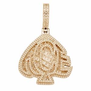 Ciondolo <span class=keywords><strong>Asso</strong></span> di Picche in Stile Hip Hop, Gioiello Completamente Tempestato di Moissanite, Placcato in <span class=keywords><strong>Oro</strong></span> Bianco 18K, Charm da Poker - Product Image 1
