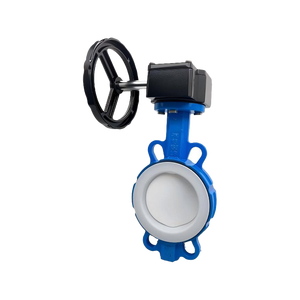 オイル/ガス/水手動ワームギア操作式設計圧力10Bar用プロのフッ素ライニング (VITON/PTFE) バタフライバルブ - Product Image 1