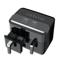Friteuse à air numérique à double panier avec écran LCD, design carré sans huile, style moderne, pour usage domestique et hôtelier, fonction grill