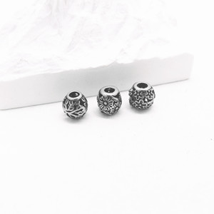 Perles entretoises florales en acier inoxydable Yunnique pour la fabrication de bracelets, composants de bijoux ronds moulés de 8 mm - Product Image 4