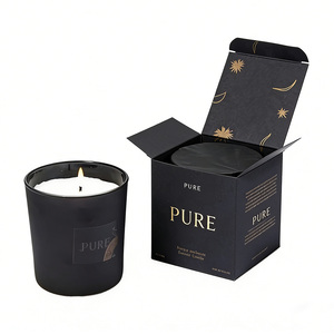 Custom Eco-Friendly Recyclable Paperboard Candle <b>Box</b> <b>Foldable</b> Design Varnishing Finish Custom Logo Option Black Color Gifts - Product Image 1