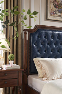 Cama King Size de Madera Maciza de Caoba, Estilo Rústico Europeo Antiguo para Dormitorio - Product Image 2