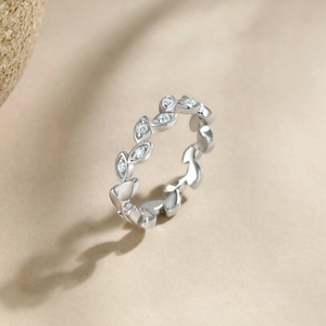 Anillos de Pareja con Diseño de Hoja en Plata de Ley 925 Inspirados en el <span class=keywords><strong>Bosque</strong></span>, Resistentes a la Decoloración - Product Image 4