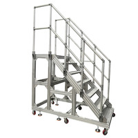 Escalier de plateforme en aluminium pour entrepôt industriel OEM, système de réparation de plateforme d'escalier en aluminium avec roues