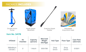 Kayak <span class=keywords><strong>gonflable</strong></span> en PVC de haute qualité, monoplace, avec plancher pneumatique haute pression, canoë avec rames et pompe pour la pêche et les excursions - Product Image 2