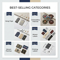 Étiquettes tissées personnalisées en polyester, carrées, lavables, 12 couleurs, pour vêtements, à faible MOQ (100 pièces), avec logo de marque et étiquettes privées