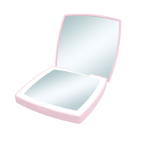 Miroir de maquillage miniature pratique pour les voyages, double éclairage, grossissant, petit miroir de poche personnalisé, pliable, cosmétique