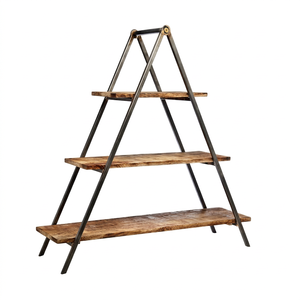 3 Tier Wooden Shelf <b>Cake</b> <b>Stand</b> Customized Color Metal Frame Eco-Friendly Heat Resistant Rustic Bakery Display Rack Organizer - Product Image 1