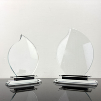 Prix du trophée en cristal de plaque en forme de flamme vierge avec base noire