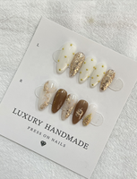 Faux Ongles en Gel Peints à la Main de Luxe, Press-On Acryliques Artisanaux de Haute Qualité