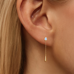 Boucles d'oreilles pendantes en argent sterling S925 avec opale et pampilles en zircon cubique en forme de goutte d'eau, élégantes, pour femme, bijoux de mode - Product Image 3