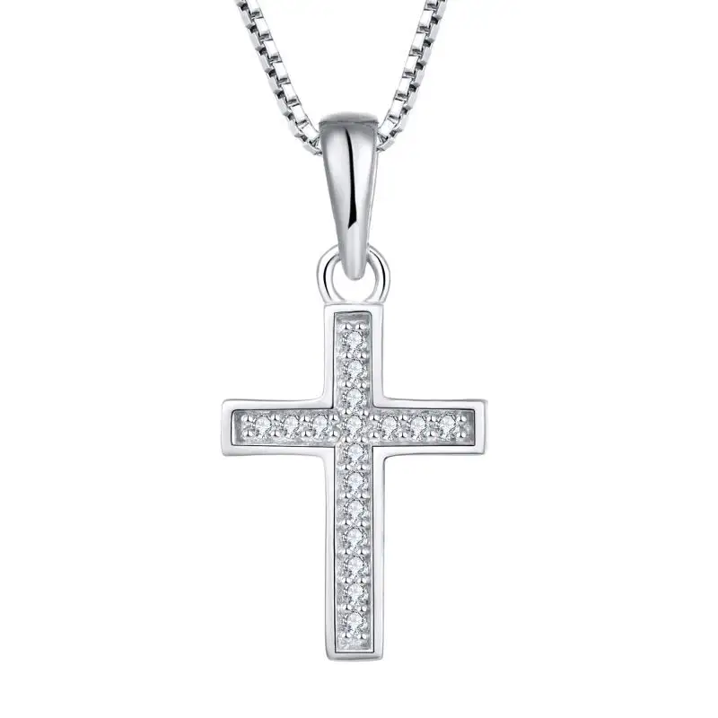 Hot Selling Female Pendant Clavicle Chain Trend S925 Sterling Silver Necklace Tennis Inlaid Zircon Cross Pendant Necklace