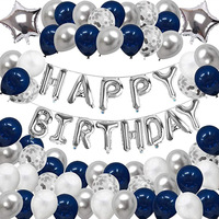 Lot de ballons d'anniversaire personnalisés avec logo, décoration de fête bleue, noire et argentée, cadeau promotionnel, vente en gros directe d'usine, faible MOQ, OEM