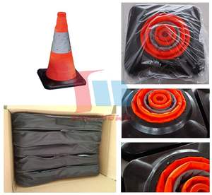 Waarschuwing Oranje Pop-Up Knipperende Verkeersleiding Oprit Opvouwbare Reflecterende Kegel Inklapbare Verkeersveiligheidskegels Verkeersmasten - Product Image 2